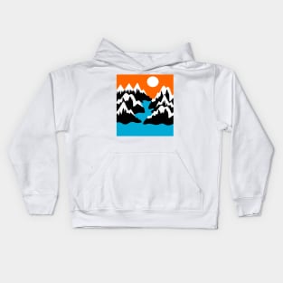 Mountain ranges river ocean sea landscape day scenery Kids Hoodie